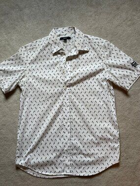 DIESEL Micro Flame Printed Short Sleeve Button Up Shirt Small
